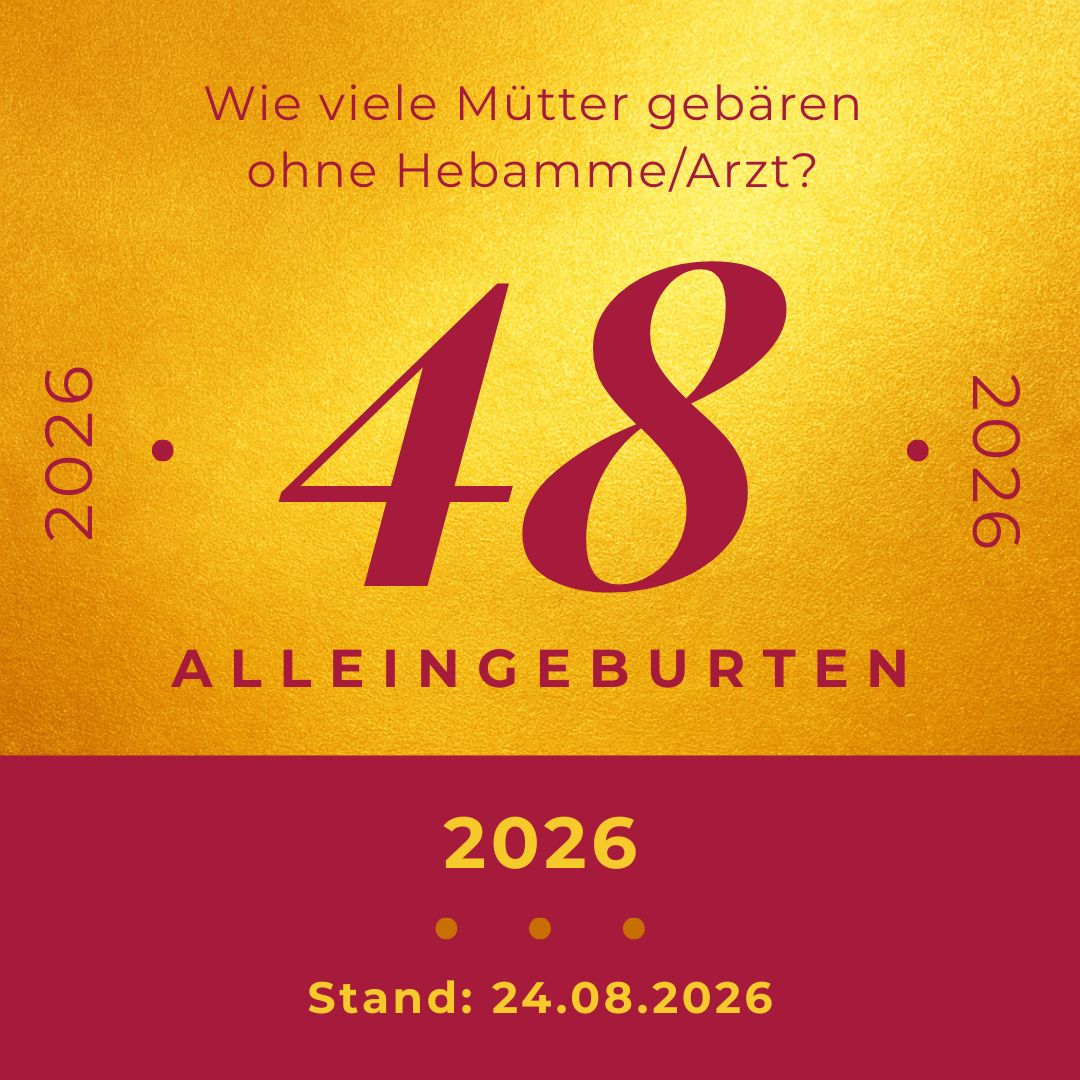 Wie viele Mütter gebären ohne Hebamme/ohne Arzt? Bisher 48 Alleingeburten im Jahr 2026, Stand 24.08.2026